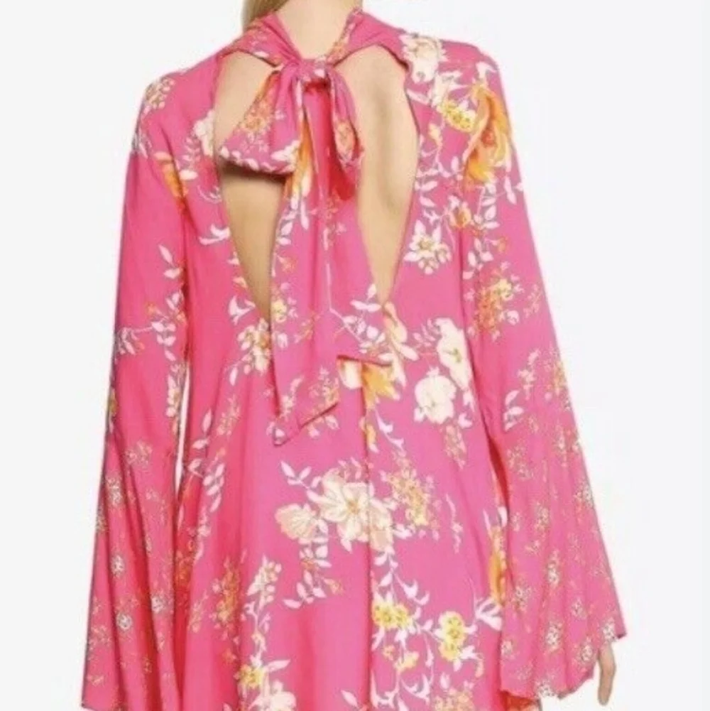 Free People Pink Multi Tate Flared Sleeve Floral Tunic S
